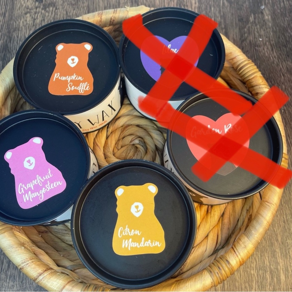 3 Tins of Happy Wax All Natural Soy Wax Melts Bears and Heart Shapes